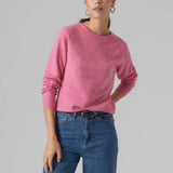 Elegant women’s light pink sweater with long sleeves and soft knit construction for effortless chic style.