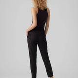 Women's tapered ankle pants with adjustable drawstring waistband and streamlined silhouette.