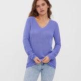 Women's long sleeve pullover in a soft lilac hue for effortless casual chic styling.