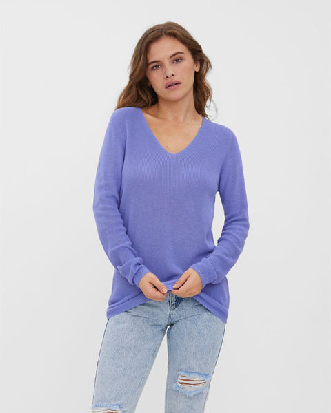 Women's long sleeve pullover in a soft lilac hue for effortless casual chic styling.