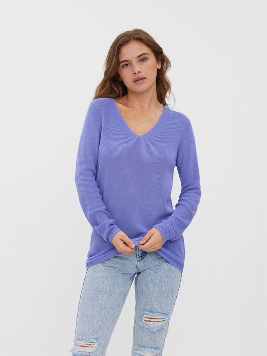 Women's long sleeve pullover in a soft lilac hue for effortless casual chic styling.