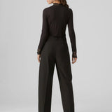 Sophisticated black lace mesh top with romantic detailing and sleek silhouette for elevated women’s fashion.