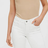 Everyday white skinny jeans for women with stretch fabric and flattering streamlined silhouette.