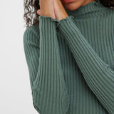 Women's ribbed knit essential designed with a modern slim fit and elegant neckline.