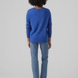 Everyday cobalt blue sweater for women with lightweight knit texture and comfortable relaxed styling.