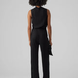 Women’s elegant black trousers with vertical pleats and wide leg cut for contemporary chic outfits.