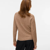 Camel brown pullover sweater for women with long sleeves and ribbed trim for chic neutral outfits and capsule wardrobes.