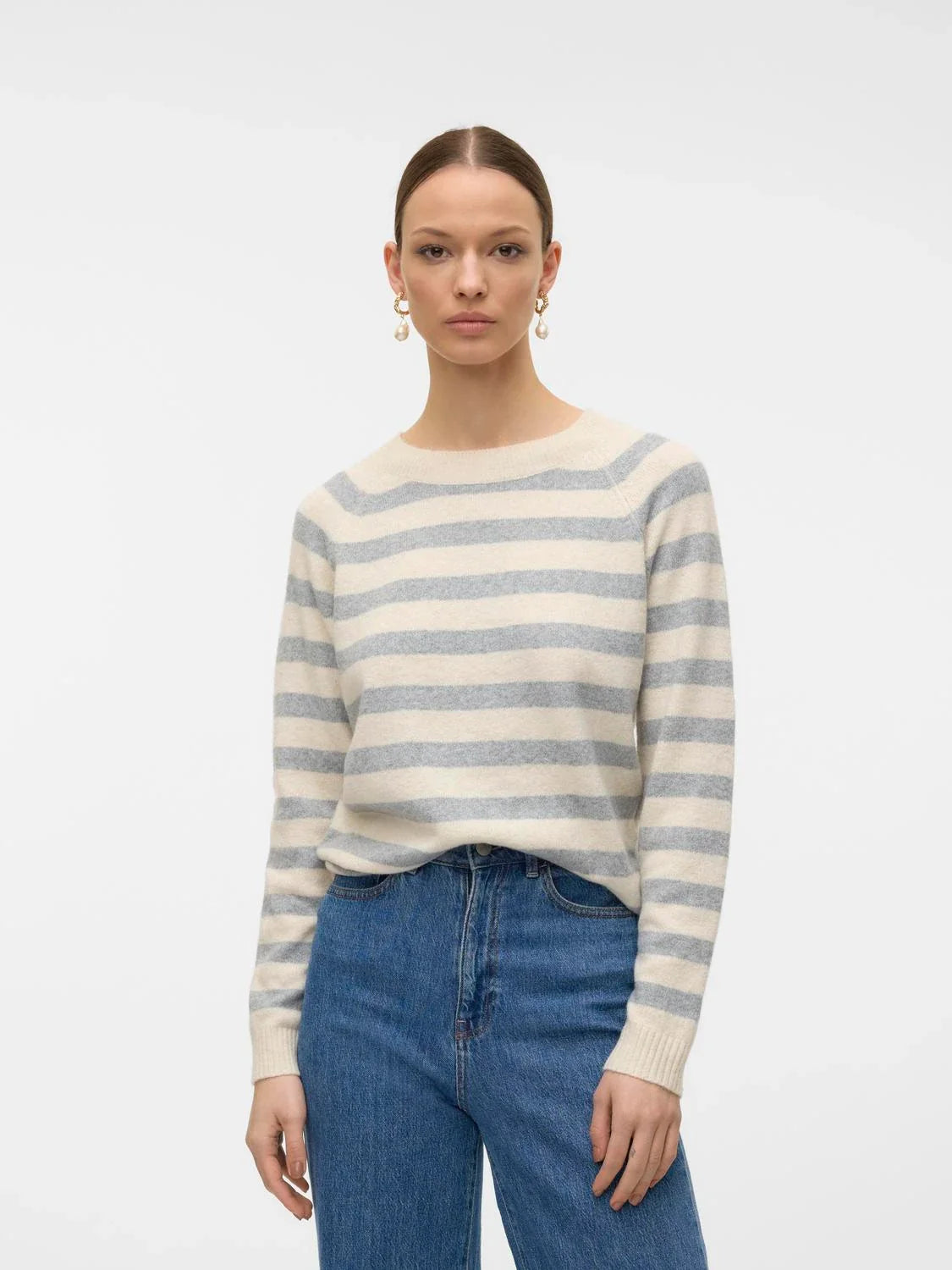 Everyday striped knit sweater for women with clean minimalist design and comfortable relaxed silhouette.