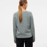 Women's classic balsam green pullover sweater with relaxed fit and crew neckline for effortless smart casual styling.