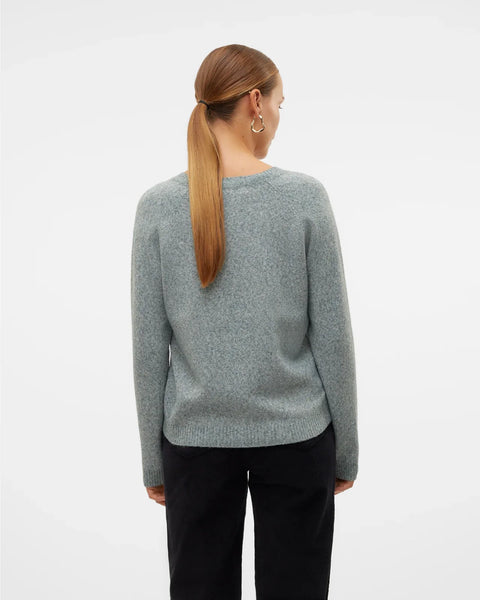Women's classic balsam green pullover sweater with relaxed fit and crew neckline for effortless smart casual styling.