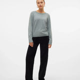 Women's balsam green pullover sweater featuring a classic round neckline and ribbed trim for effortless casual styling.