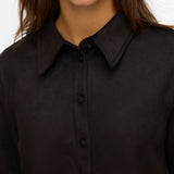 Women's timeless collared blouse with long sleeves and tonal button details for effortless day-to-night styling.