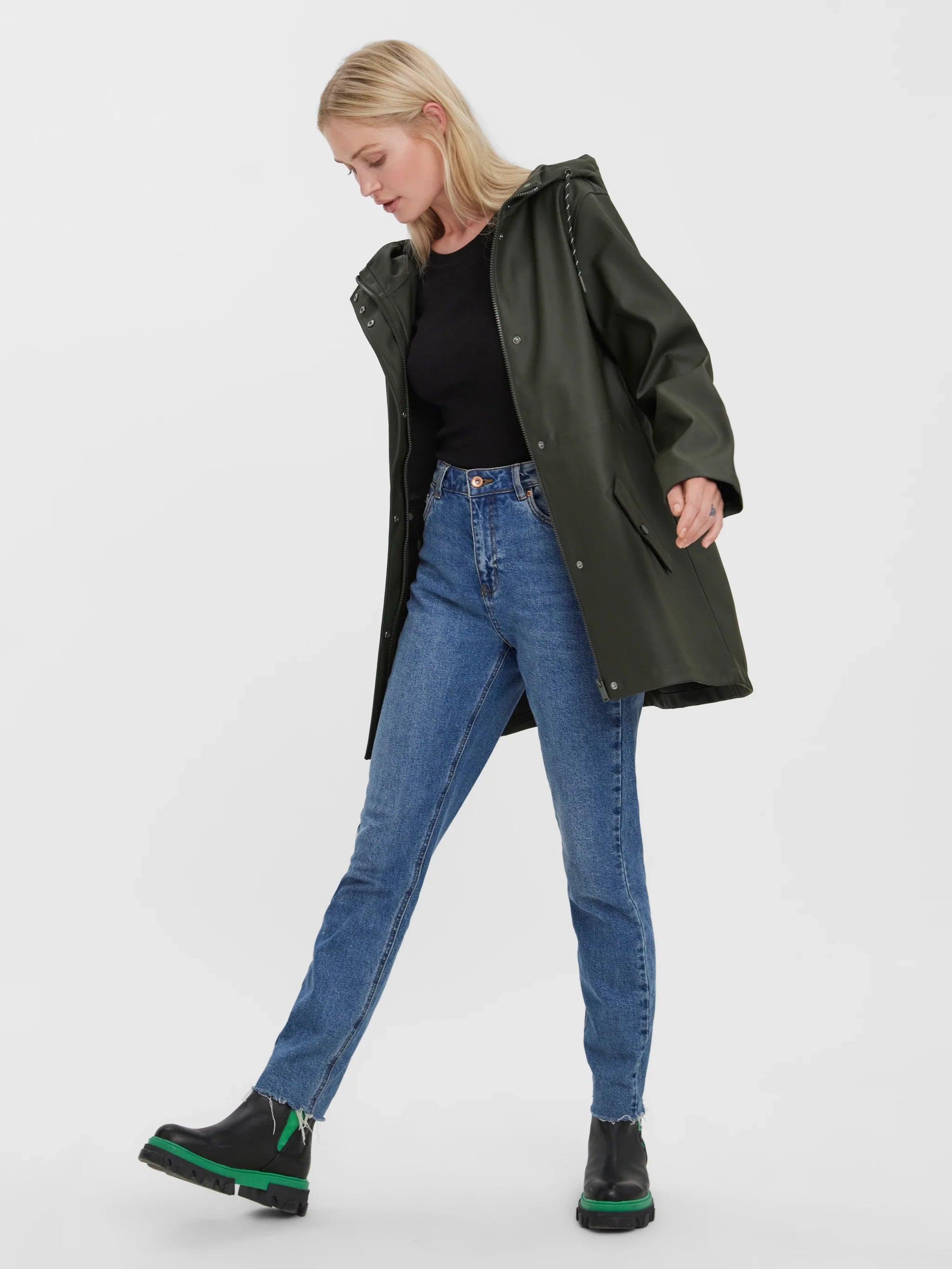 Urban commuter rain jacket with premium matte texture and elevated casualwear vibe