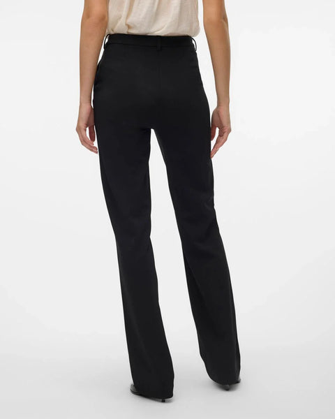 Stylish black wide leg slacks with timeless tailored fit and chic modern office-ready aesthetic.