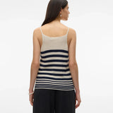 Fashion-forward striped knit camisole with clean lines and breathable knit fabric for effortless capsule wardrobe styling.