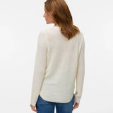 Elegant women's off-white pullover featuring a fine knit texture, long sleeves and comfortable relaxed silhouette for timeless casual style.