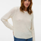 Ivory fine knit pullover sweater with long raglan sleeves and minimalist design for versatile transitional season styling.