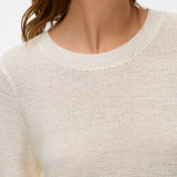 Boutique women's cream fine knit pullover featuring a classic round neckline and relaxed silhouette for casual everyday and smart casual outfits.