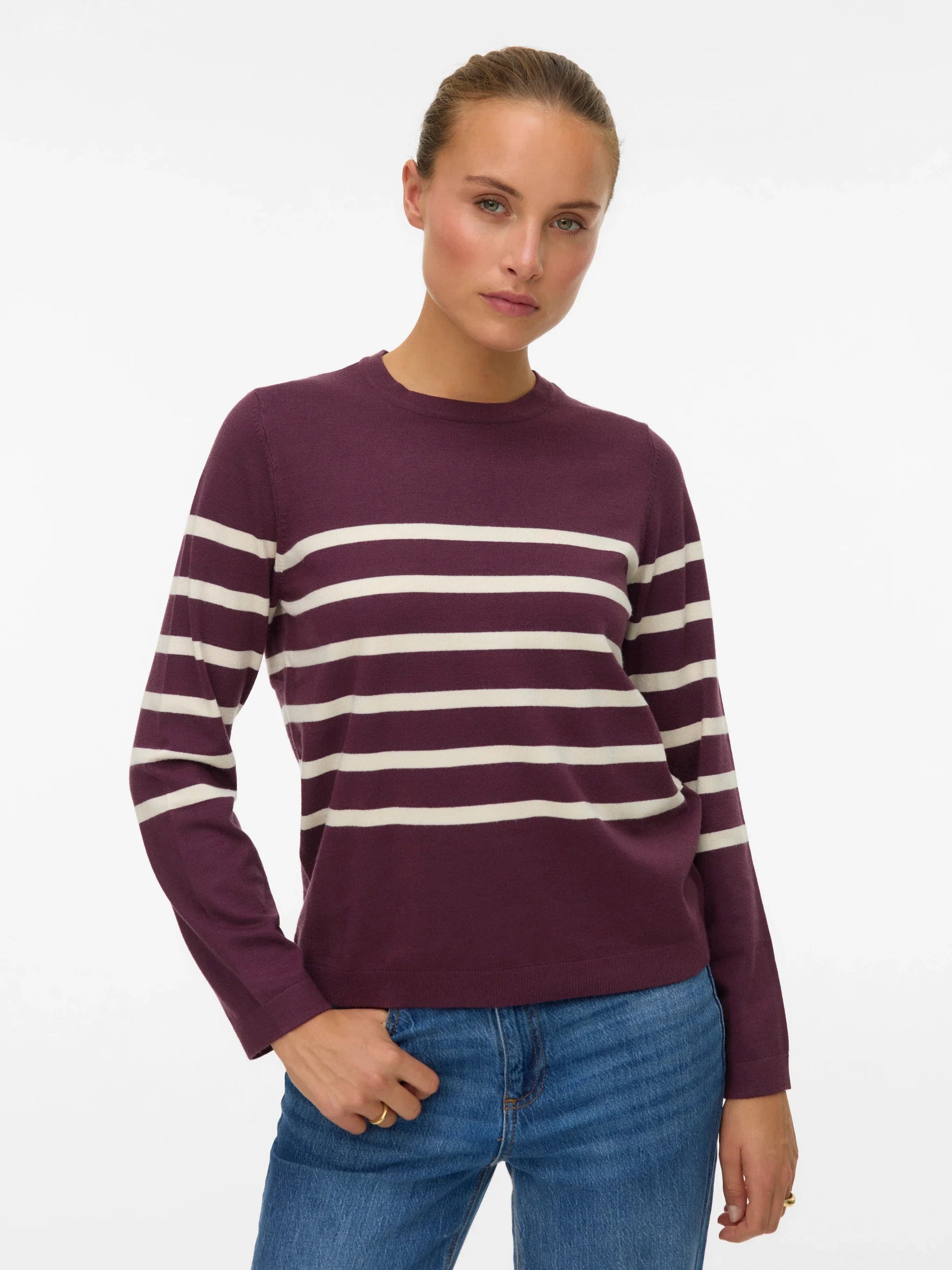 Women’s lightweight stripe knit with clean-girl styling and Parisian vibe