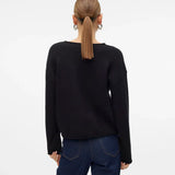 Relaxed fit women’s sweater in chic black featuring clean lines and contemporary everyday styling.
