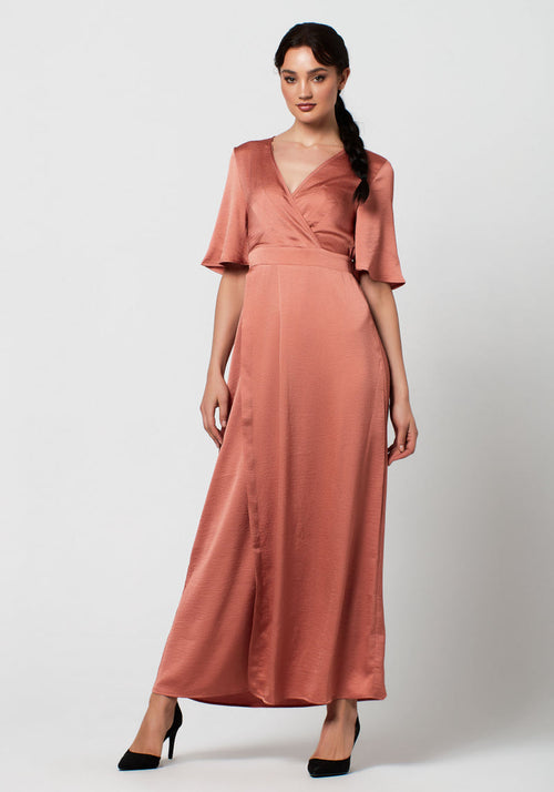 Rose pink occasion dress perfect for weddings, bridesmaids, and special events.